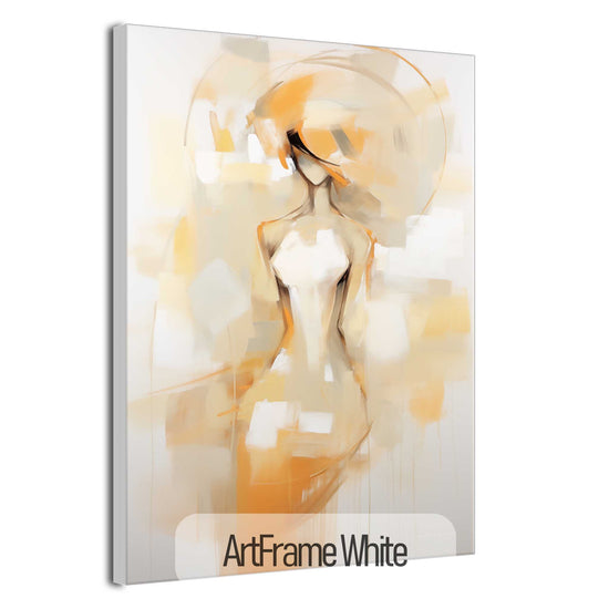 Feminine Collection | Silhouette in Sunlight | Radiant Sunlit Female Silhouette on Abstract Art cloth by Roderick Sebastiaan | ArtFrameWhite_2045a5e5-00fd-461e-9314-683da61d8f00