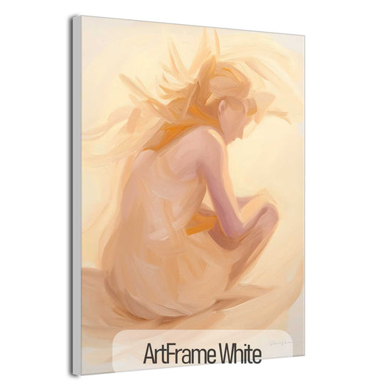 Feminine Collection | Luminous Contemplation | Serene Meditative Figure in Soft Light Art by Roderick Sebastiaan | ArtFrameWhite_35912d8f-839c-4f3a-b1c7-12cd72bed826