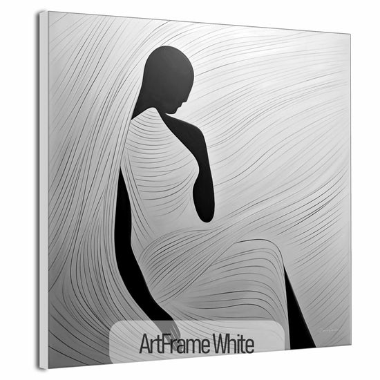 Minimalism Collection | Space of Reflection | Contemplative Monochrome Silhouette Art Print by Roderick Sebastiaan | ArtFrameWhite_4e36b48f-e6f7-40f3-b59d-a85ced5540b9