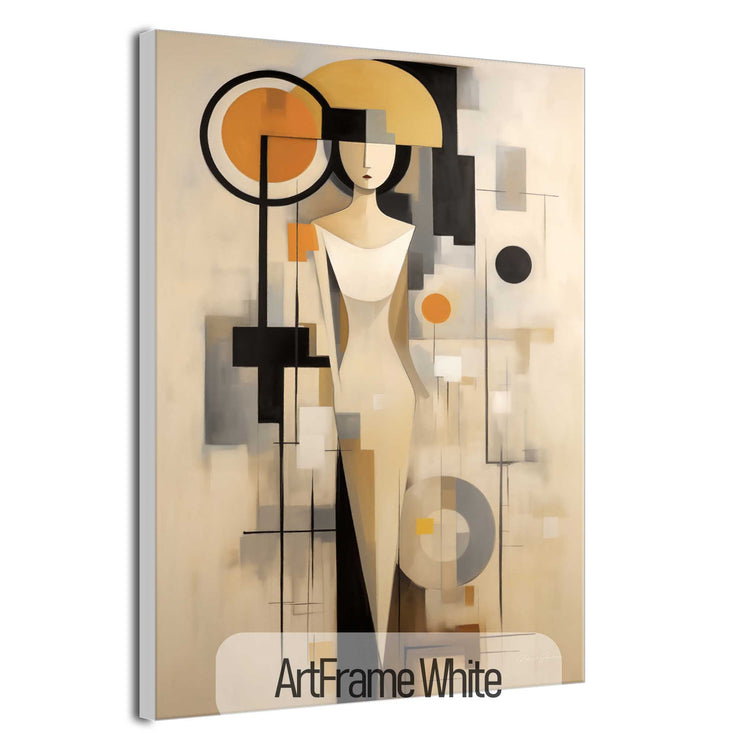 Abstract Collection | Graceful Geometry | Art Deco Inspired Woman Figure Portrait on Art Cloth by Roderick Sebastiaan | ArtFrameWhite_61332442-2cd4-4039-a857-775d62d12958