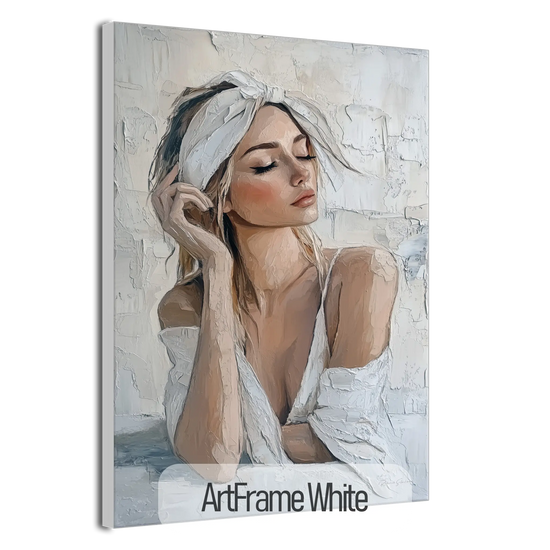 Feminine Collection | Refined Serenity | Elegant Female Portrait Art Print for Tranquil Spaces by Roderick Sebastiaan | ArtFrameWhite_699e5794-fcc3-4bc8-b47b-8100804063f4