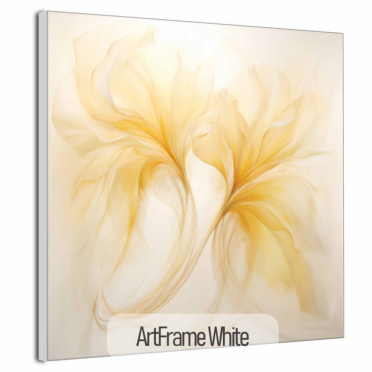 Botanical Collection | Vanilla Verve | Timeless Elegance in Flowing Shades of Yellow on Art Cloth by Roderick Sebastiaan | ArtFrameWhite_81c3b6eb-7ef4-4a91-8c7d-7e34dcb58d1c