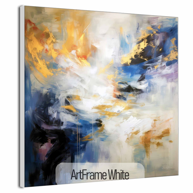 Abstract Collection | Sueños Dorados | Dreamy Gold and Blue Imagination on Art Frame by Roderick Sebastiaan | ArtFrameWhite_86a9d207-9612-4aa9-b52d-182ef2c15c95