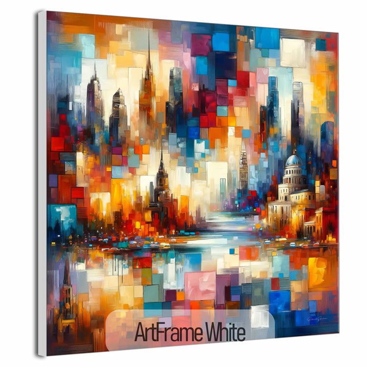 Geography Collection | Journey Around the World | Colourful Urban Mosaic on Art Cloth and Frame by Roderick Sebastiaan | ArtFrameWhite_ada059d3-2dc6-4685-9399-ce59bded8d69