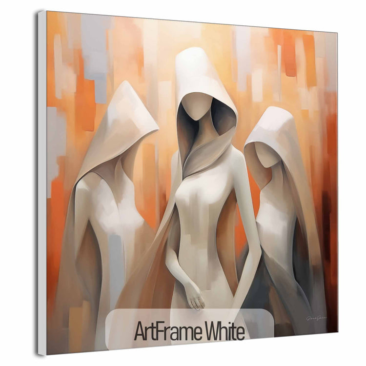 Feminine Collection | Cloaked in Mystery | Warm Toned Ambient Abstract of Mysterious Cloaked Figures by Roderick Sebastiaan | ArtFrameWhite_c86a6e6e-902e-49e2-ba8a-758d8dc876ae