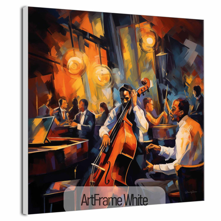 Music Collection | Roaring 20's French Quarter | Vibrant Jazz Abstraction in Elegant Art Frame by Roderick Sebastiaan | ArtFrameWhite_f381a09c-2fdb-4b71-b11c-08a97bd6dead