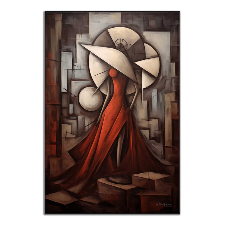 Feminine Collection | Scarlet Grace | Abstract Gracefulness and Passion in Fiery Shades on Art Cloth by Roderick Sebastiaan | ArtFrame_065513c7-7426-42b9-967c-33728c980d59