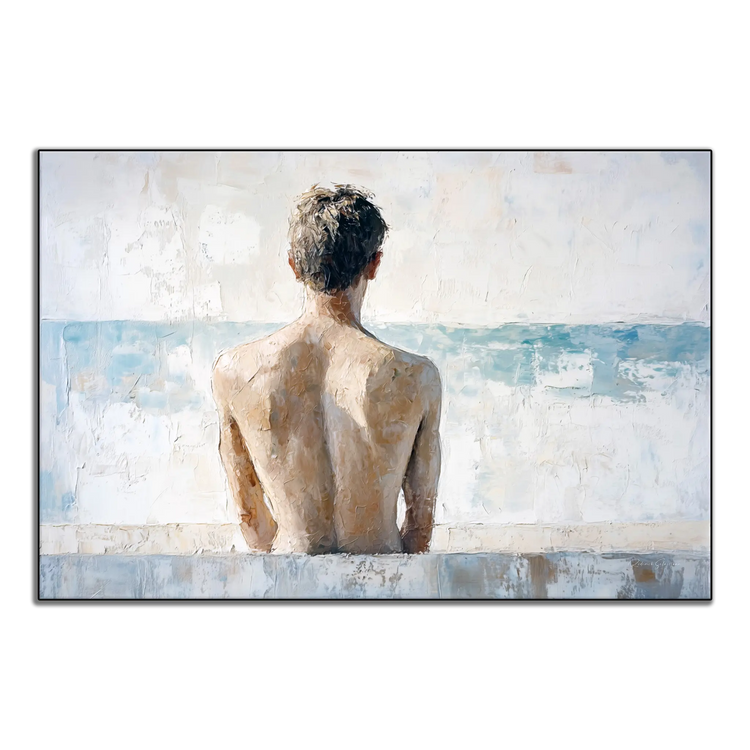 Male Collection | Back to the Sea – Minimalist Figurative Ocean-Inspired Canvas Art by Roderick Sebastiaan | ArtFrame_15dcd838-b7e6-4071-b668-50b5ad3d78c5