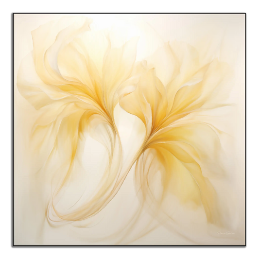 Vanilla Verve | Timeless Elegance in Flowing Shades of Yellow on Art Cloth