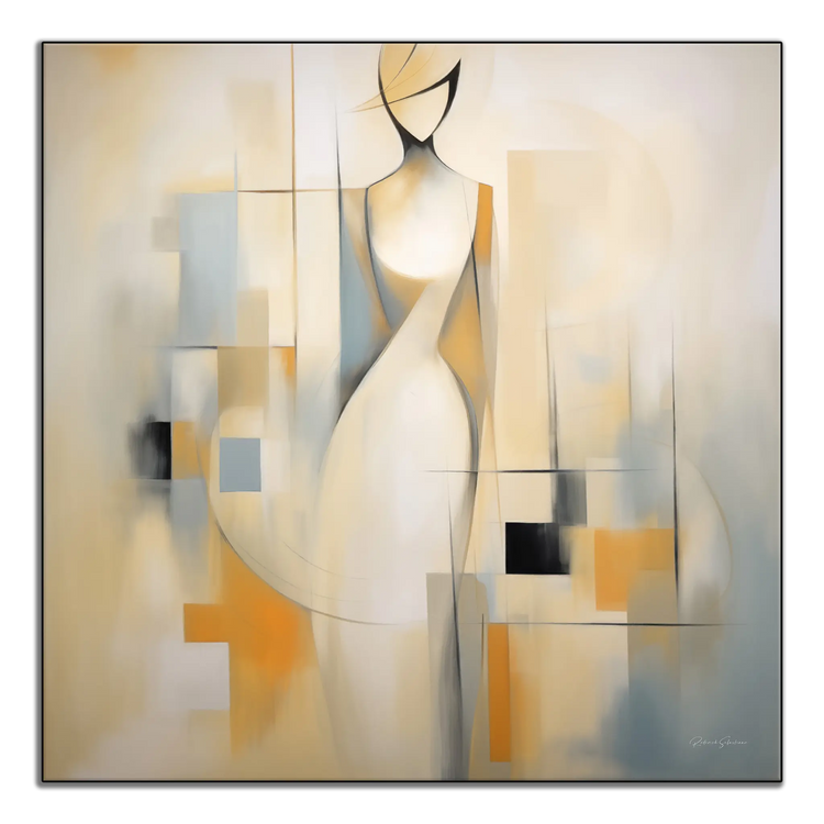 Serenity in Cubism | Modern Abstract Cubist Figure Art Print