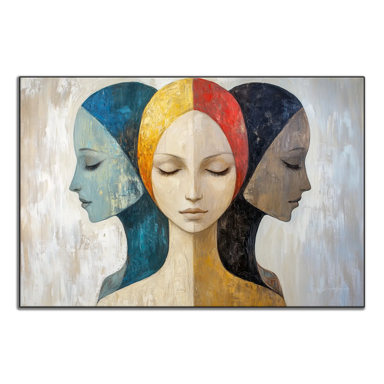 Feminine Collection | Silent Reflections | Symbolic Abstract Trio with Earthy and Vibrant Hues by Roderick Sebastiaan | ArtFrame_98a1cf65-0209-47d0-af3a-604e7c542a71