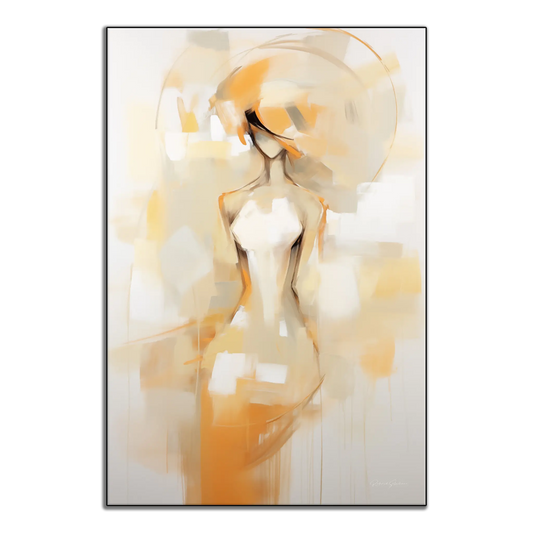 Silhouette in Sunlight | Radiant Sunlit Female Silhouette on Abstract Art cloth