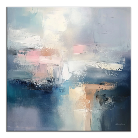 Abstract Collection | Clouded Reflections | Serene Abstract Art Print in Soothing Blues and Pinks by Roderick Sebastiaan | ArtFrame_a65eac03-22de-4276-97b4-492ae64008e5