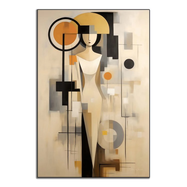 Graceful Geometry | Art Deco Inspired Woman Figure Portrait on Art Cloth