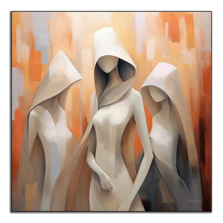 Feminine Collection | Cloaked in Mystery | Warm Toned Ambient Abstract of Mysterious Cloaked Figures by Roderick Sebastiaan | ArtFrame_b42076d5-5f0c-419c-be7c-3a355ef535d6