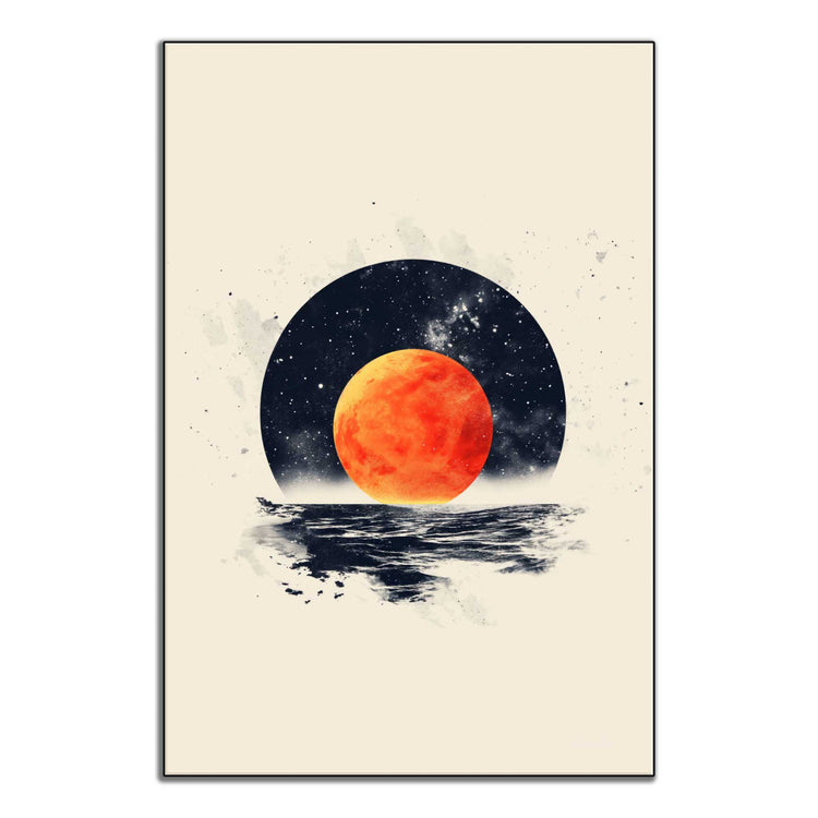 Minimalism Collection | Blood Moon Tide | Mystical Red Moon Seascape Art Print by Roderick Sebastiaan | ArtFrame_b8bde771-7a82-4cc5-acb1-94ce536a14c2