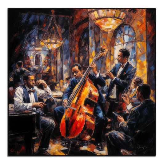 Jazz Quartet | Expressive Abstraction of Lively Jazz Scene on Art Cloth