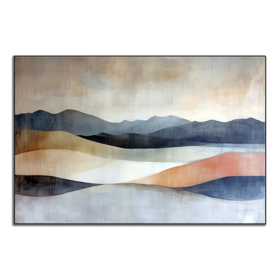 Abstract Collection | Shifting Sands | Serene Landscape in Muted Earth Tones and Blue Hues by Roderick Sebastiaan | ArtFrame_c20986b4-8abe-4d83-b17f-289b747d6324