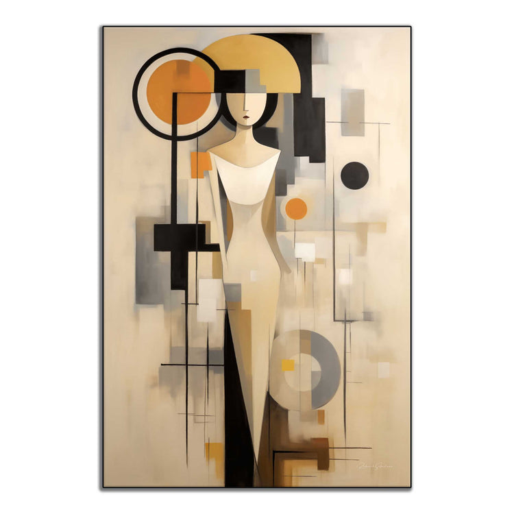 Abstract Collection | Graceful Geometry | Art Deco Inspired Woman Figure Portrait on Art Cloth by Roderick Sebastiaan | ArtFrame_cdf32d5b-d192-499d-89e2-a89bab651b8e