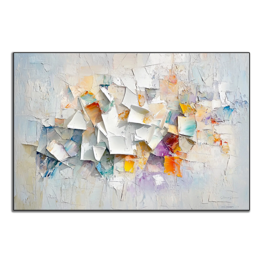 Abstract Collection | Fragments of Hope | Textured Look Abstract with Light Tones and Colourful Accents by Roderick Sebastiaan | ArtFrame_ce60646e-1c90-49c0-aa93-229711b1929f