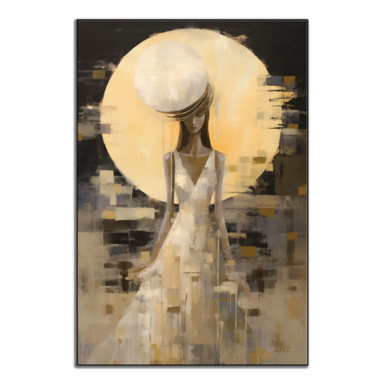 Luna Eleganza | Serene Moonlight Silhouette on Luxury Art cloth