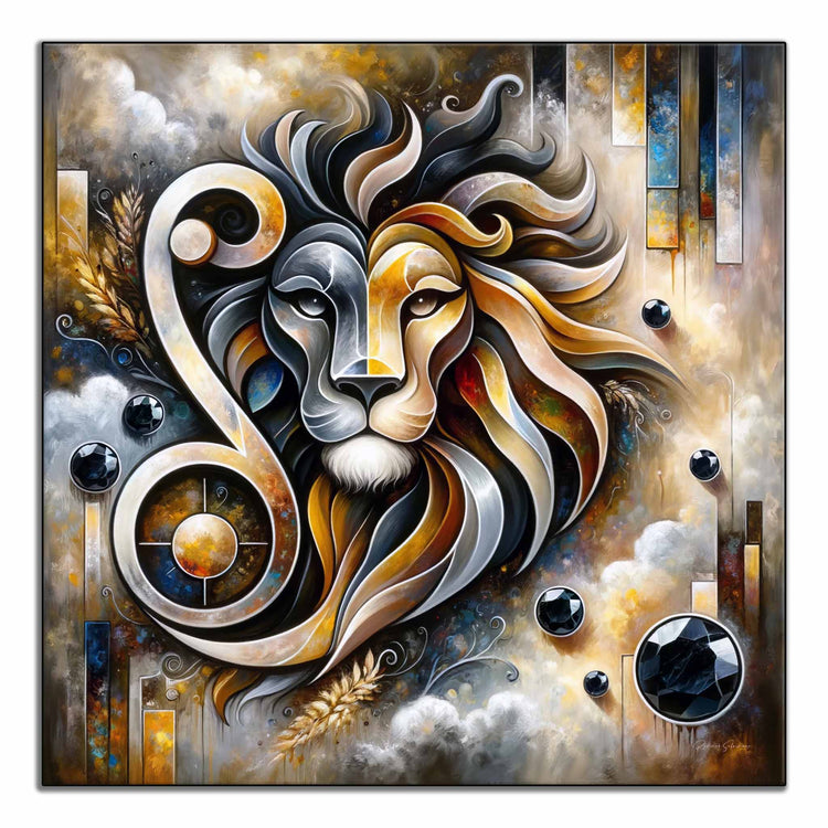 Zodiac Collection | Zodiac Sign Leo with Onyx Birthstone in Modern Art Frame by Roderick Sebastiaan | ArtFrame_ed0e668b-0c1f-4c54-8c50-da3aa0afbd78