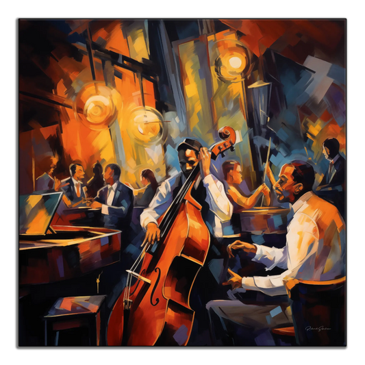 Roaring 20's French Quarter | Vibrant Jazz Abstraction in Elegant Art Frame