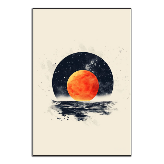 Minimalism Collection | Blood Moon Tide | Mystical Red Moon Seascape Art Print by Roderick Sebastiaan | ArtFrame_f3cc3bed-2690-46b7-b6af-6ce77c1f703d