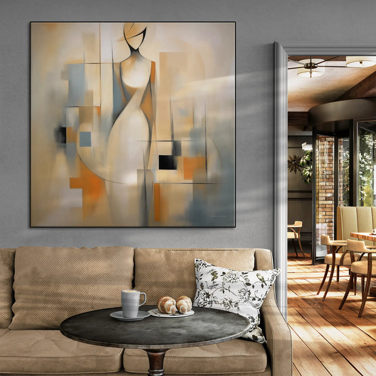 Serenity in Cubism | Modern Abstract Cubist Figure Art Print