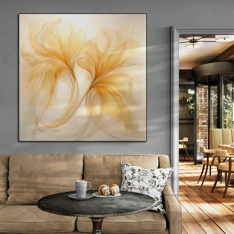 Vanilla Verve | Timeless Elegance in Flowing Shades of Yellow on Art Cloth