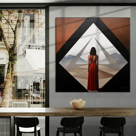 Geometry Collection | A New Beginning | Minimalist Perspective in Modern Art Frame by Roderick Sebastiaan | BeautifulAbstractedPaintinginCityCafeWithWindowViews