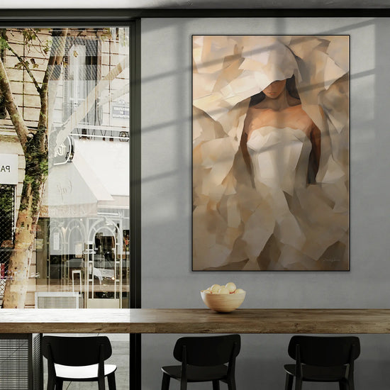 Feminine Collection | Beyond the Veil | Mystical Abstract Portrait in Modern Art Frame by Roderick Sebastiaan | BeautifulAbstractedPaintinginCityCafeWithWindowViews_8d0b7980-575b-45cf-855c-608a646449aa