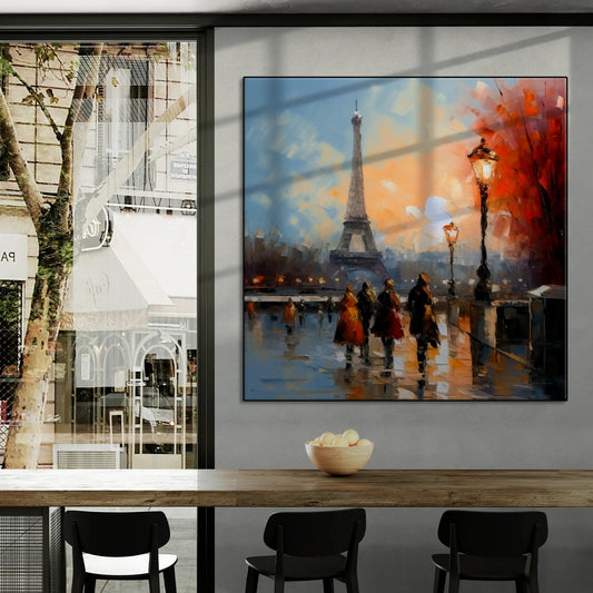 Geography Collection | Autumn in Paris | Warm Glow on the City of Lights by Roderick Sebastiaan | BeautifulAbstractedPaintinginCityCafeWithWindowViews_e0bb9ebc-72f6-4916-8dcd-0d9d78cb0c60