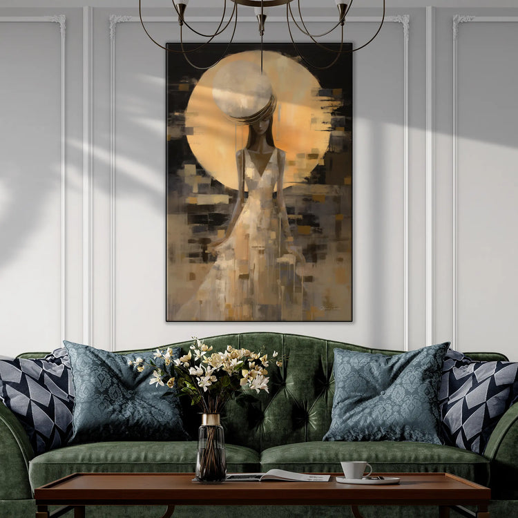 Luna Eleganza | Serene Moonlight Silhouette on Luxury Art cloth