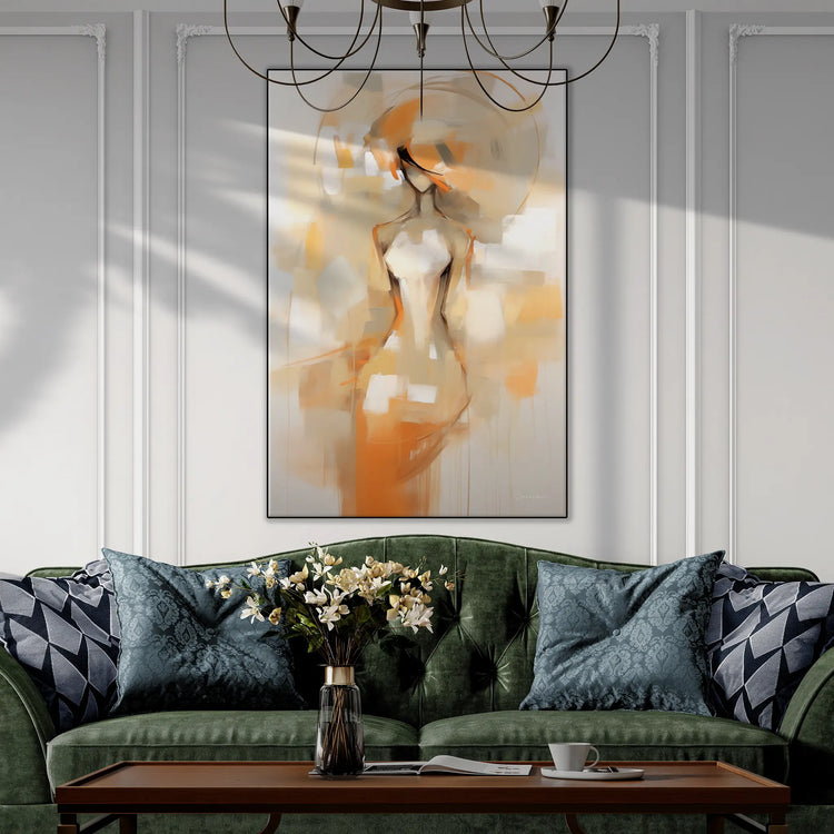 Silhouette in Sunlight | Radiant Sunlit Female Silhouette on Abstract Art cloth