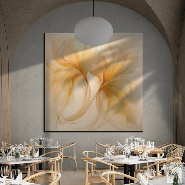 Vanilla Verve | Timeless Elegance in Flowing Shades of Yellow on Art Cloth