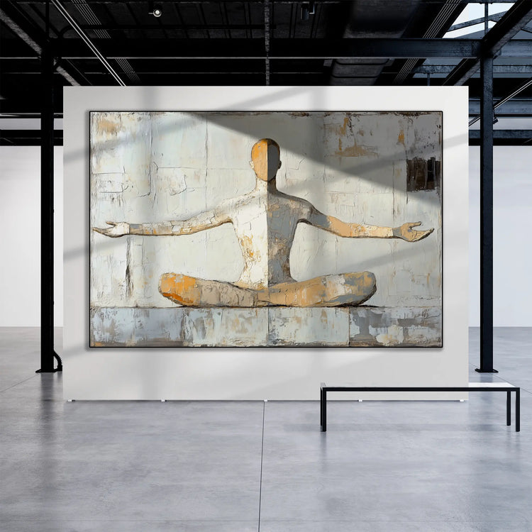 Male Collection | Inner Flow | Minimalist Meditation Figure in Earthy Neutrals by Roderick Sebastiaan | BeautifulAbstractedPaintinginIndustrialStyleArtGallery_5b5d551b-64f4-4889-a039-907d53044dcb