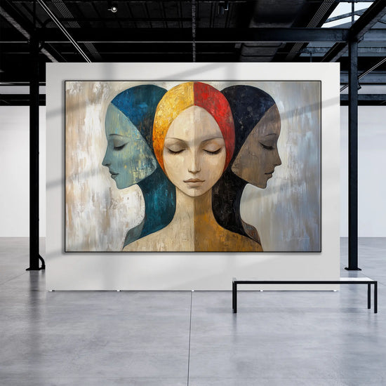 Feminine Collection | Silent Reflections | Symbolic Abstract Trio with Earthy and Vibrant Hues by Roderick Sebastiaan | BeautifulAbstractedPaintinginIndustrialStyleArtGallery_c5b1ac3d-3aa4-4535-b65b-b0b83063984f