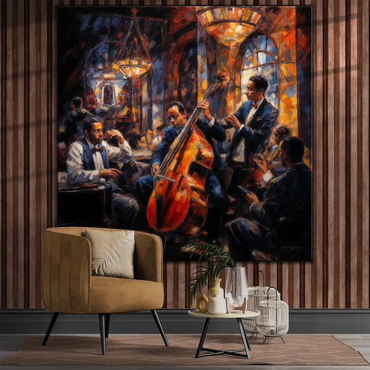 Jazz Quartet | Expressive Abstraction of Lively Jazz Scene on Art Cloth