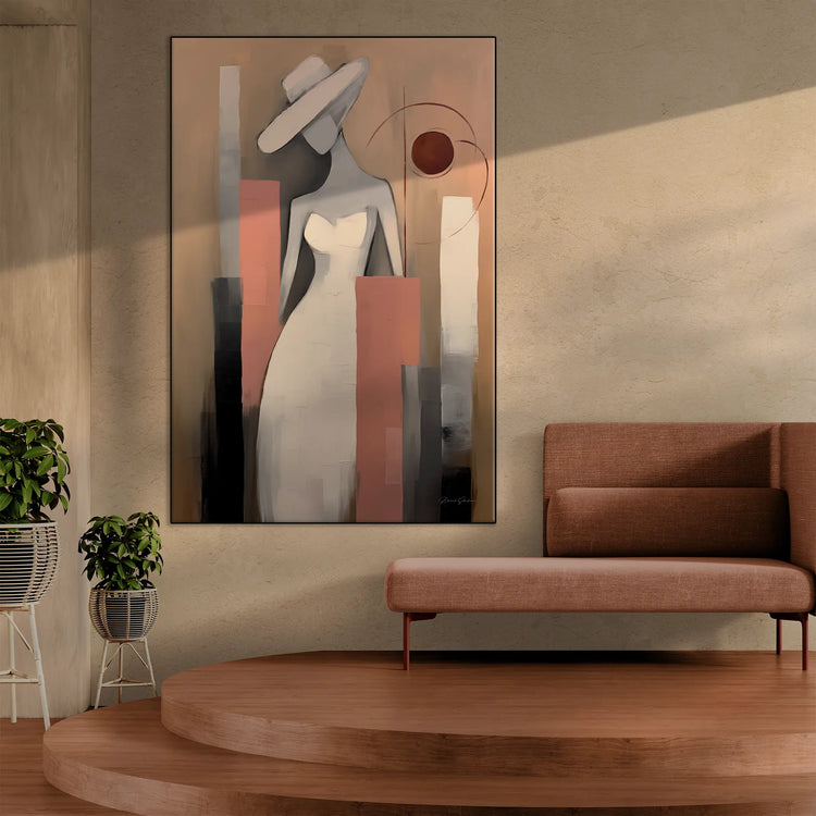 Silhouette in Flux | Fashionable Flowing Abstract Female Silhouette on Art Cloth