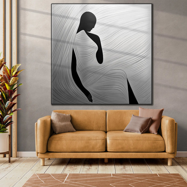 Space of Reflection | Contemplative Monochrome Silhouette Art Print