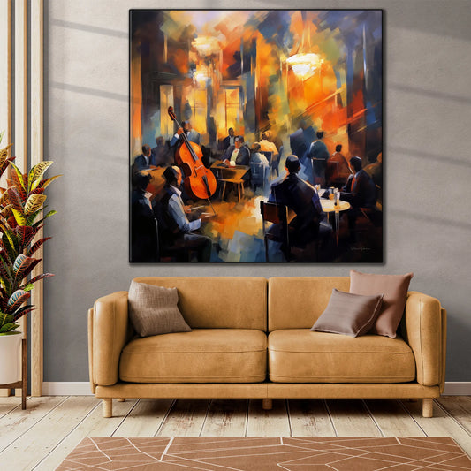 Music Collection | Echoes of Bourbon Street | Vibrant New Orleans Jazz Club Art Print by Roderick Sebastiaan | BeautifulAbstractedPaintinginLargeBrightLivingRoom_c5c60c05-6a6d-492f-8366-bead0cf8c1ce