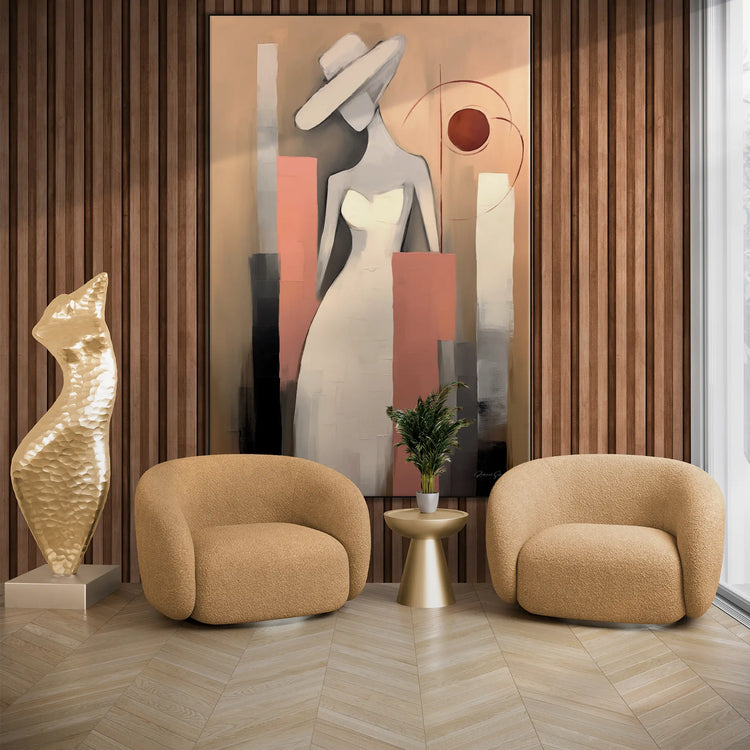 Silhouette in Flux | Fashionable Flowing Abstract Female Silhouette on Art Cloth