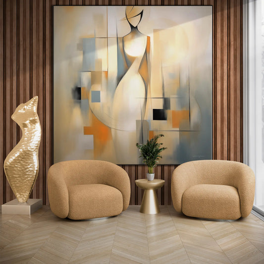 Serenity in Cubism | Modern Abstract Cubist Figure Art Print