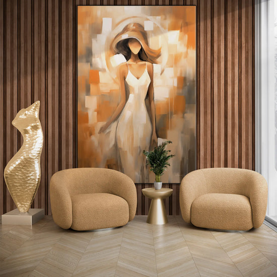 Feminine Collection | Ethereal Beauty | Fluid Elegance and Serenity in Soft Pastel Shades by Roderick Sebastiaan | BeautifulAbstractedPaintinginLivingRoomWithArmchairsAndSculpture_ef597d70-4ee6-45c9-a785-e910de589ca0