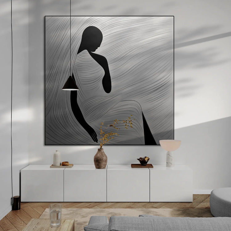 Space of Reflection | Contemplative Monochrome Silhouette Art Print