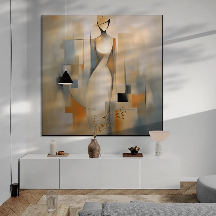 Serenity in Cubism | Modern Abstract Cubist Figure Art Print