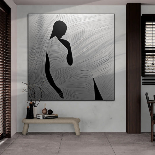 Space of Reflection | Contemplative Monochrome Silhouette Art Print