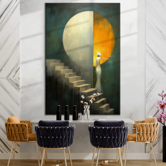 Abstract Collection | Celestial Passage | Journey through Celestial Spheres & Duality by Roderick Sebastiaan | BeautifulAbstractedPaintinginStylishDiningRoom