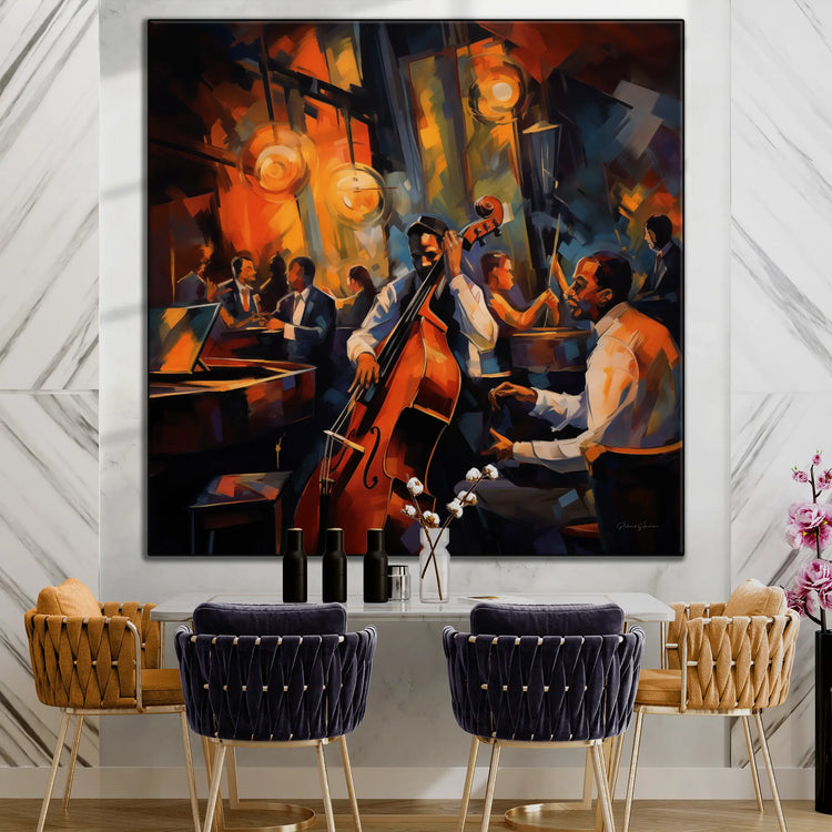 Roaring 20's French Quarter | Vibrant Jazz Abstraction in Elegant Art Frame